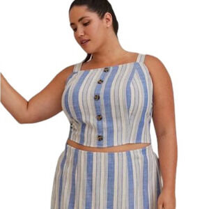 NWT Torrid Linen Blend‎ Button-Front Crop Tank Size 2X